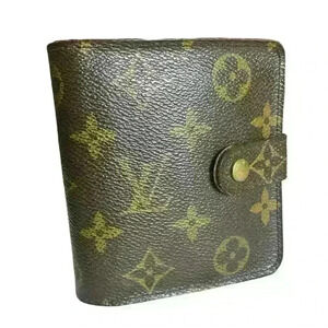 LOUIS VUITTON LV Bi-Fold Monogram Wallet Brown Compact Zip Ladies